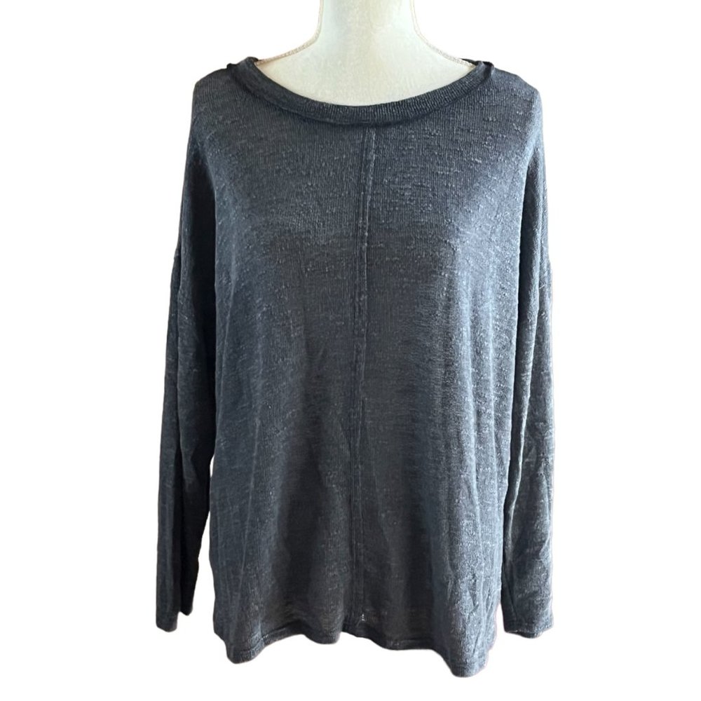GeeGee Round Neck Front Seam Sweater Gray Sz S